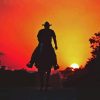 Cowboy Silhouette At Sunset Diamond Painting