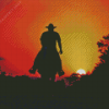 Cowboy Silhouette At Sunset Diamond Painting