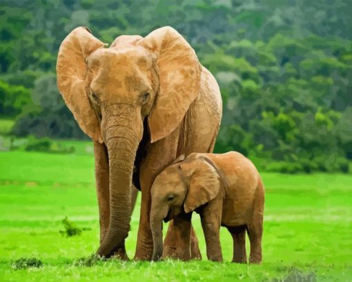 Elephant And Baby Diamond Painting