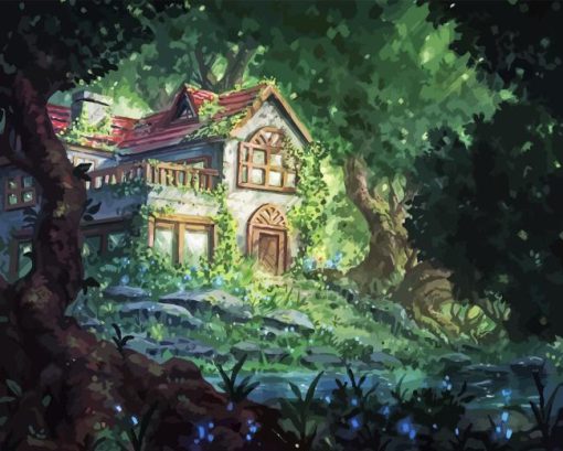 Fantasy House In Woods Diamond Painting