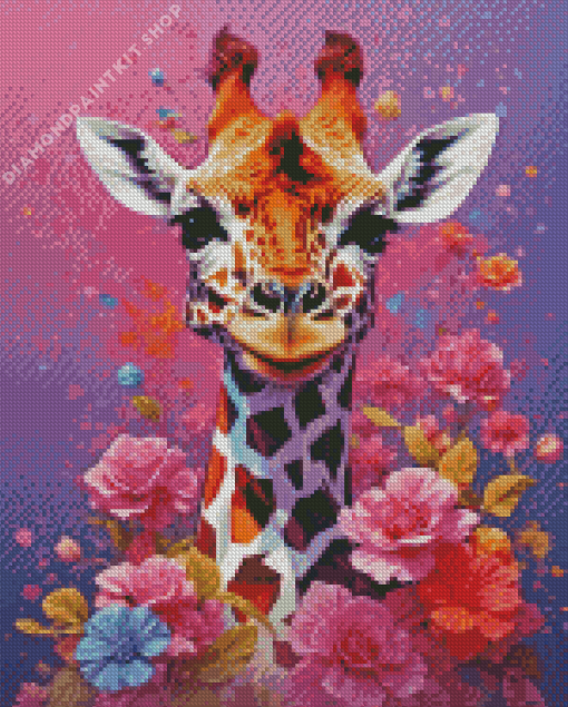 Floral Giraffe Diamond Painting