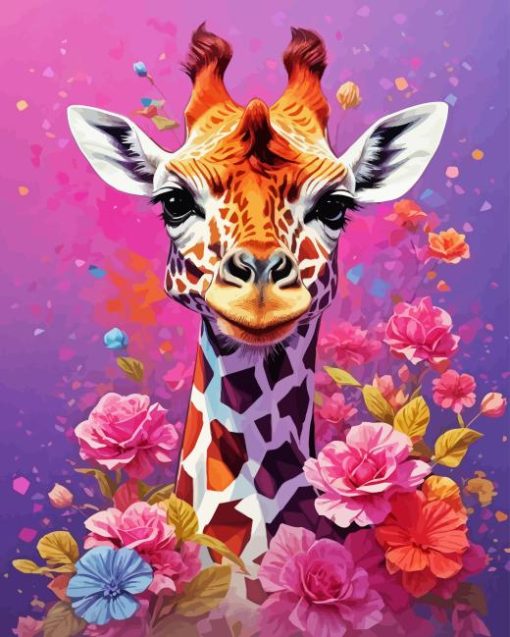 Floral Giraffe Diamond Painting