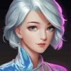 Girl White Hair Diamond Painting