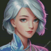 Girl White Hair Diamond Painting