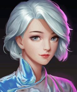 Girl White Hair Diamond Painting