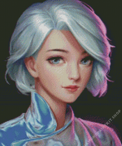 Girl White Hair Diamond Painting