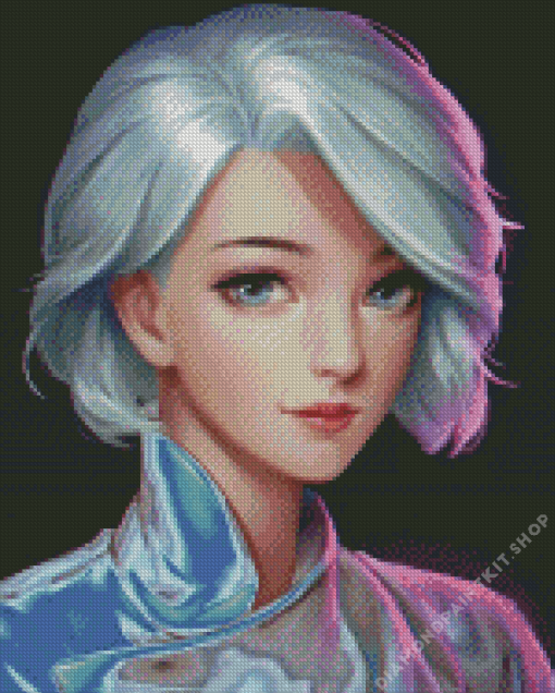 Girl White Hair Diamond Painting