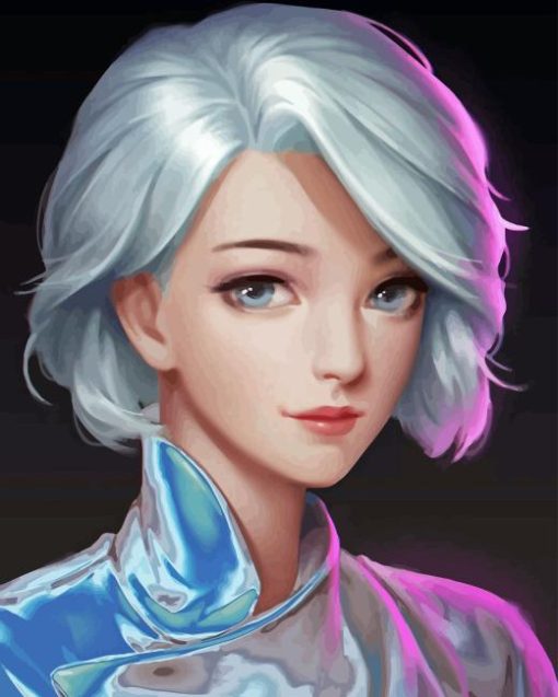 Girl White Hair Diamond Painting