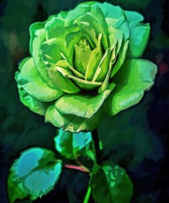 Green Rose Art Diamond Painting