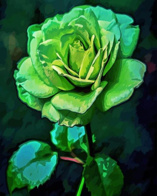 Green Rose Art Diamond Painting