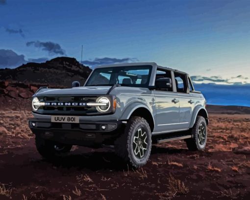 Grey Ford Bronco Car Diamond Painting