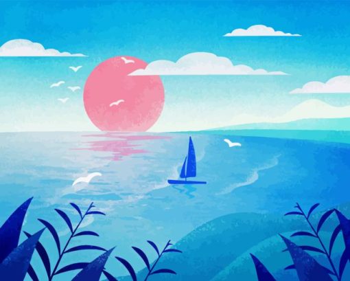 Illustration Tropical Sea Diamond Painting