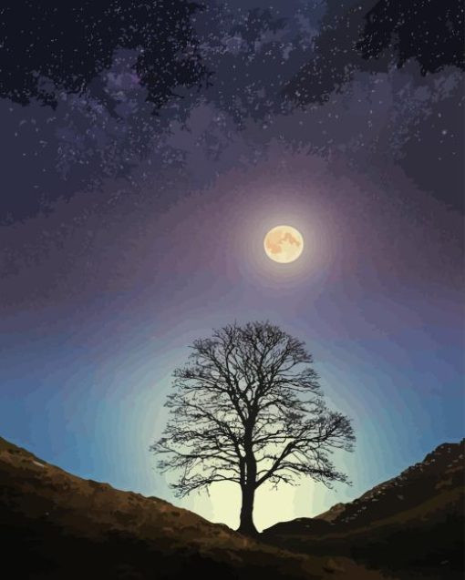 Moonlight Sycamore Gap Diamond Painting