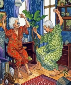 Old Women Dancing Diamond Painting