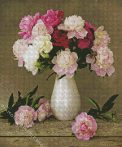 Peonies In Vase Diamond Painting