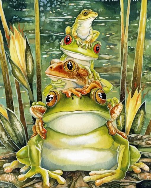 Pile Up Frogs Diamond Painting