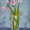 Pink Tulips In Vase Art Diamond Painting