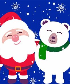 Polar Bears And Santa Claus Diamond Painting