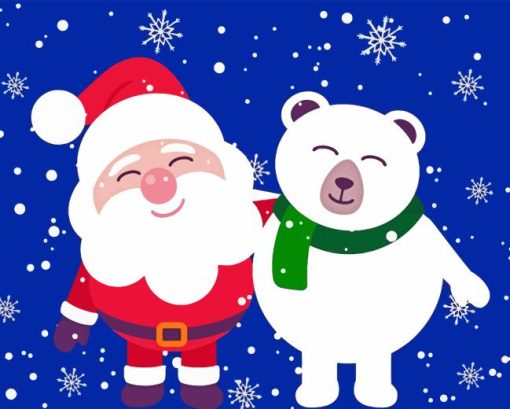 Polar Bears And Santa Claus Diamond Painting