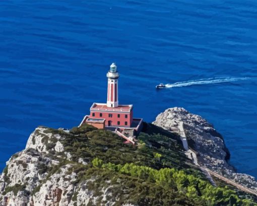 Punta Carena Lighthouse Italy Diamond Painting