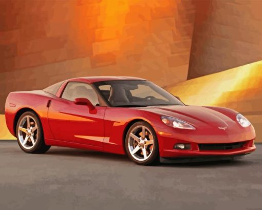 Red 2005 Corvette Diamond Painting