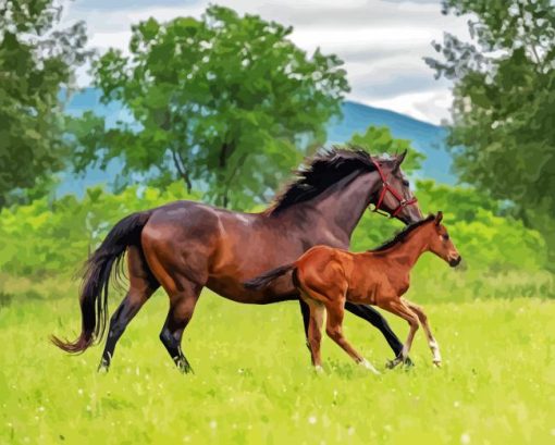 Horse With Foal Diamond Painting