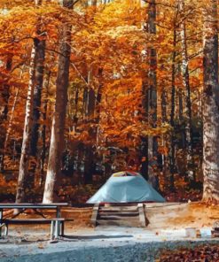 Tent Camping In The Fall Diamond Painting