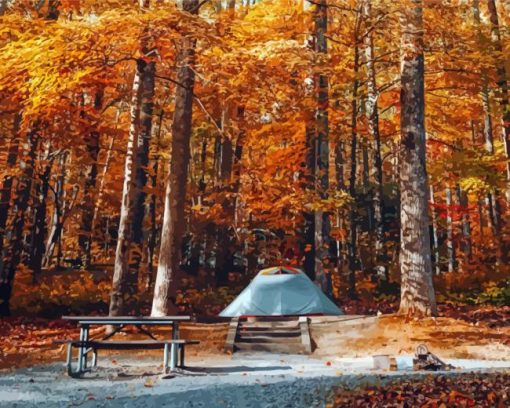 Tent Camping In The Fall Diamond Painting