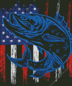 US Fish And Flag Diamond Painting