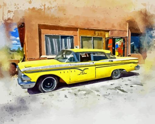 Vintage Yellow Edsel Diamond Painting