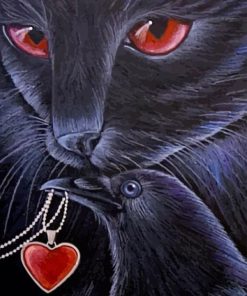 Cat And Crow Diamond Painting