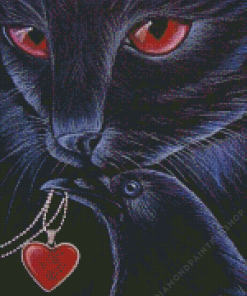 Cat And Crow Diamond Painting