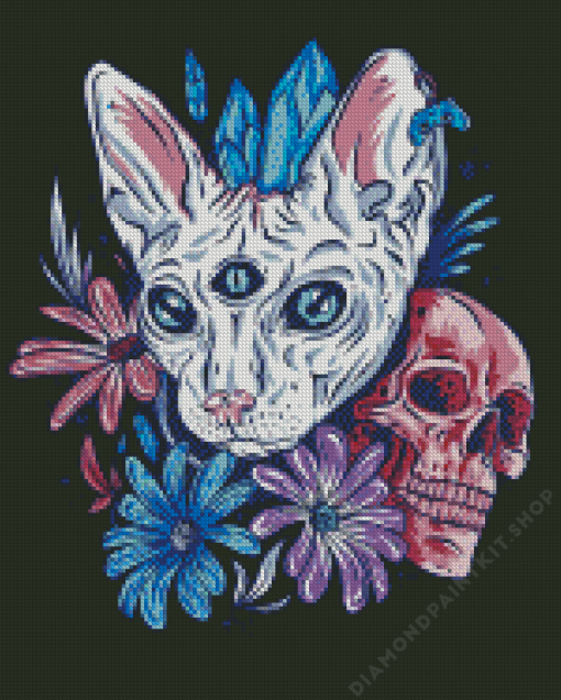 Cat And Skull Diamond Painting