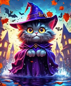 Cute Halloween Cat Diamond Painting