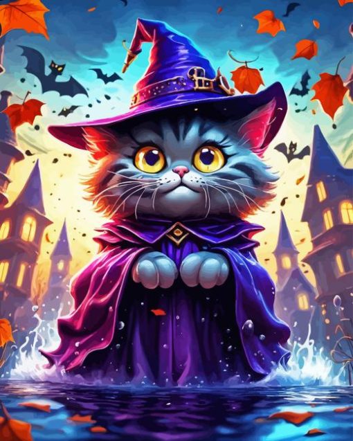 Cute Halloween Cat Diamond Painting