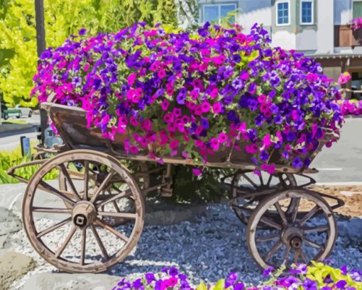 Flowers In A Wagon Diamond Painting