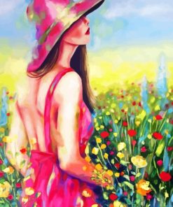 Lady In A Pink Hat Diamond Painting