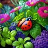 Ladybug And Flowers Diamond Painting