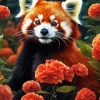 Panda With Orange Flowers Diamond Painting