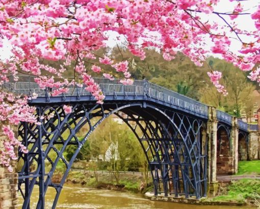 Pink Flower By River Diamond Painting