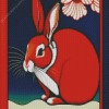 Red Rabbit And Flower Diamond Painting