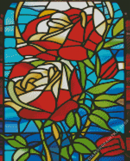 Rose With Stained Glass Diamond Painting