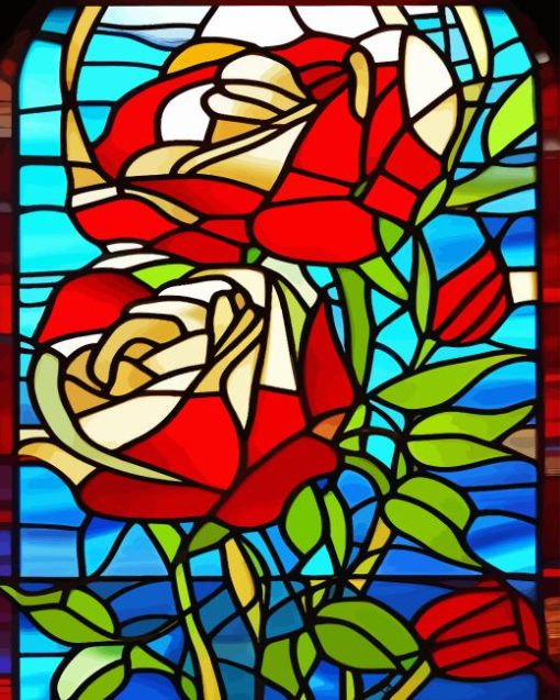 Rose With Stained Glass Diamond Painting