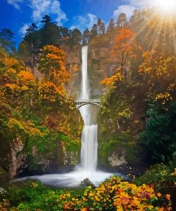 Autumn In Multnomah Falls Diamond Painting