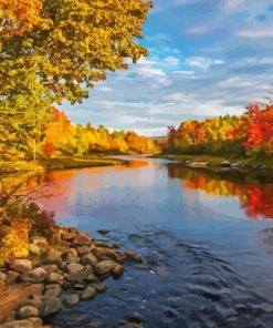 Autumn Forest River Diamond Painting