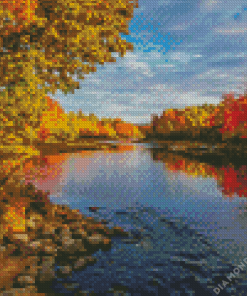 Autumn Forest River Diamond Painting