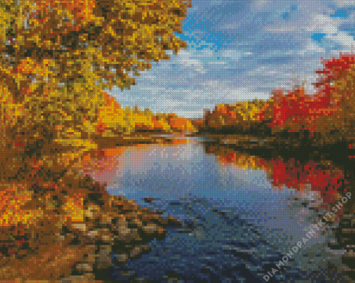 Autumn Forest River Diamond Painting