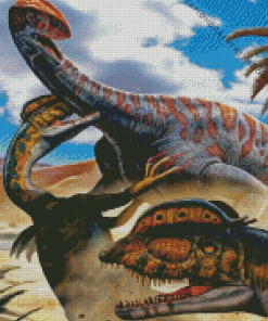 Dilophosaurus Fighting Diamond Painting