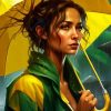 Girl With Yellow Umbrella Diamond Painting