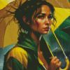 Girl With Yellow Umbrella Diamond Painting